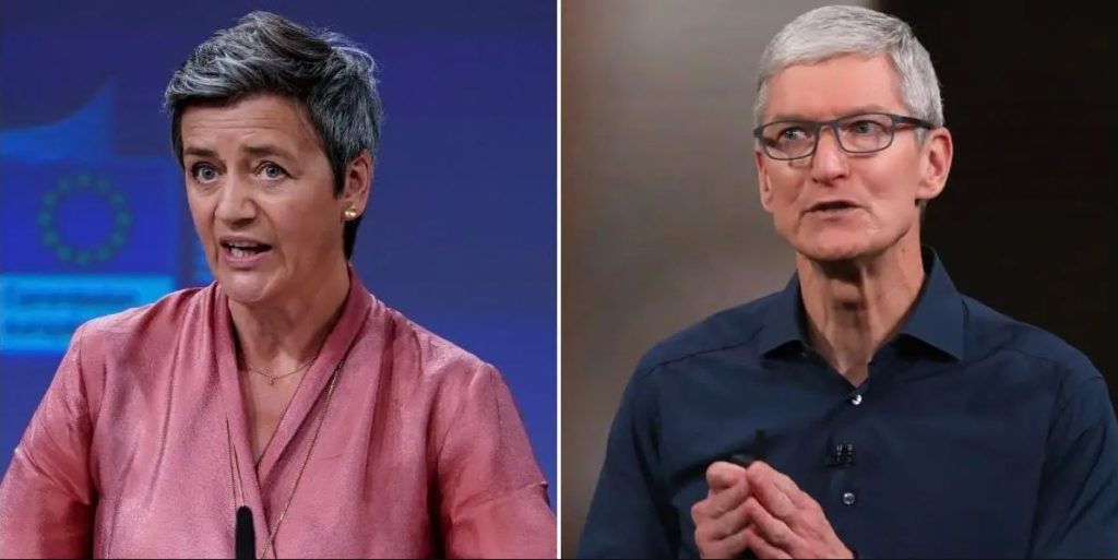 Apple CEO Tim Cook and European Competition Commissioner Margrethe Vestager