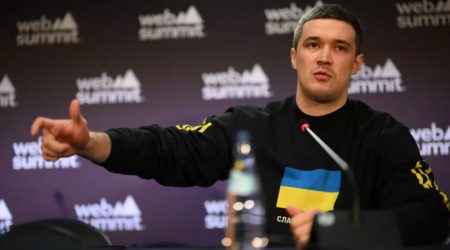 Ukraine's vice prime minister Feodorov addresses a press conference at Web Summit in Lisbon. - Copyright Stephen McCarthy/Web Summit/Sportsfile/SPORTSFILE