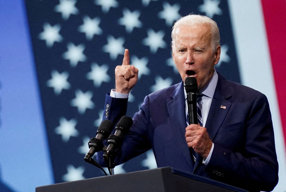 U.S. President Joe Biden delivers remarks on gun crime and his "Safer America Plan" during an event in Wilkes Barre, Pennsylvania, U.S., August 30, 2022. REUTERS/Kevin Lamarque/