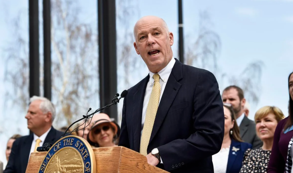 Gov. Greg Gianforte speaks at a bill signing ceremony on the steps of the state Capitol on May 3. THOM BRIDGE, Independent Record