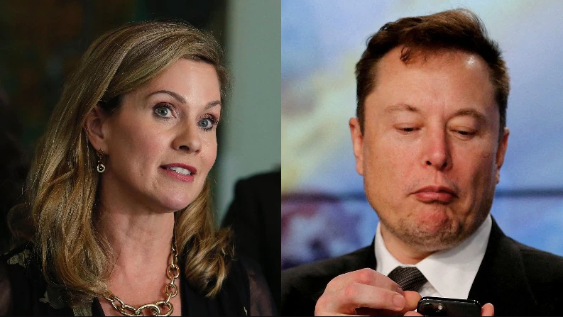 Australia's e-Safety comissioner Julie Inman-Grant and Twitter chief executive Elon Musk. - ABC/Reuters)