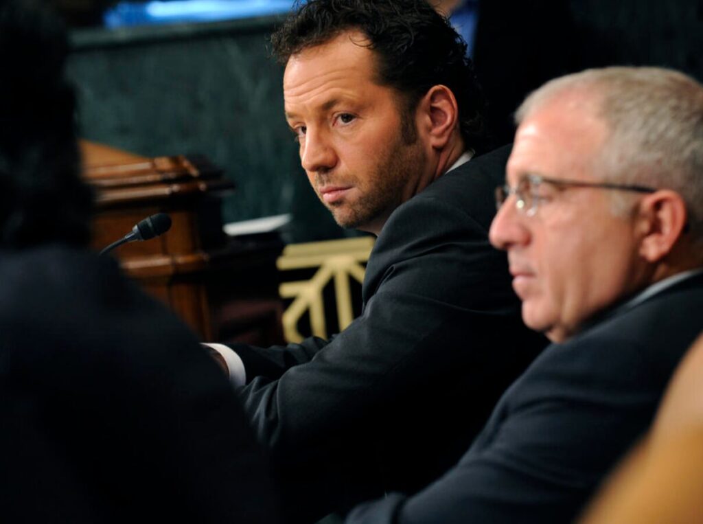 Live Nation CEO Michael Rapino, left, testifies to a Senate subcommittee. / CQ-Roll Call, Inc via Getty Images