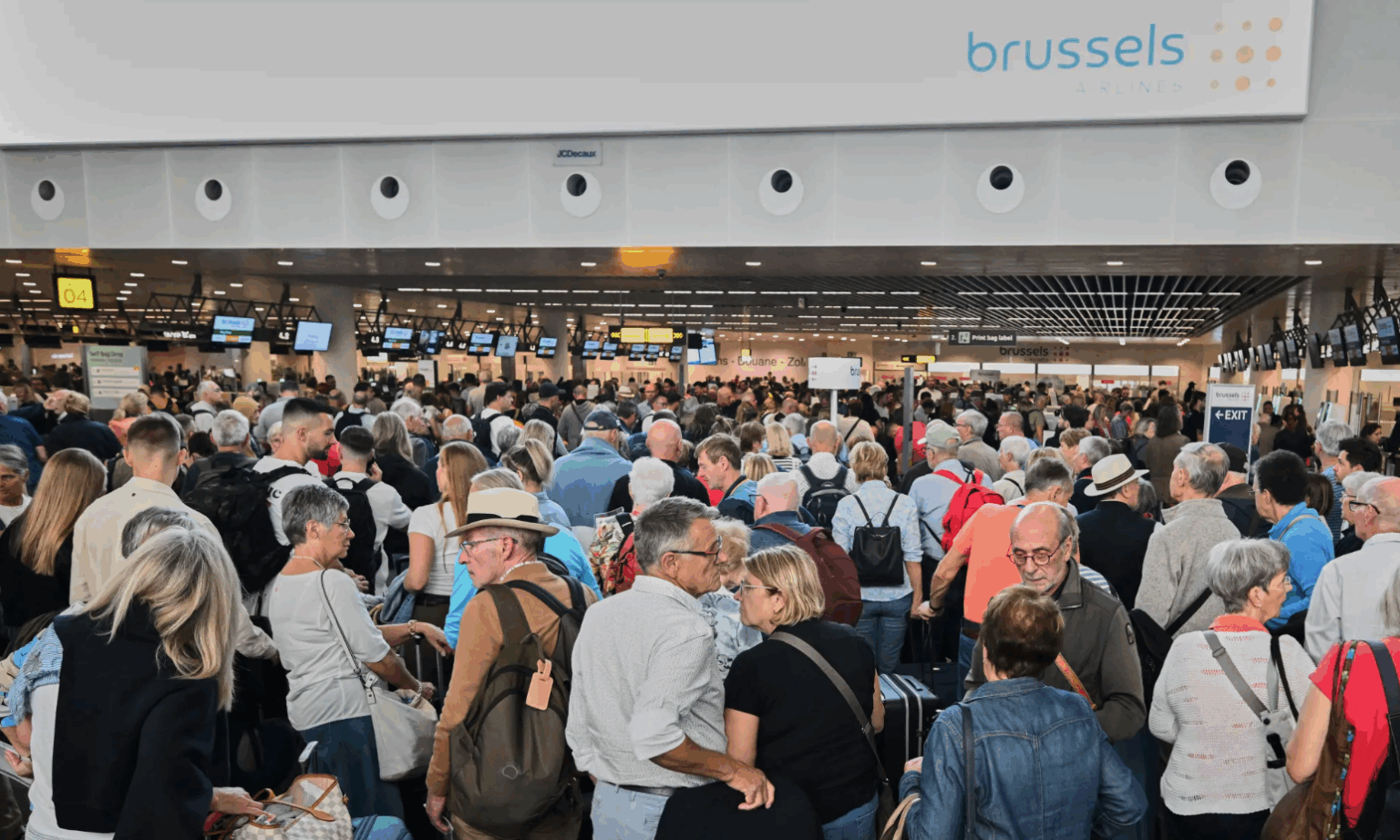 cyber attack caused delays at Brussels International Airport in Zaventem, Belgium, Saturday, Sept. 20, 2025. (AP Photo/Harry Nakos)