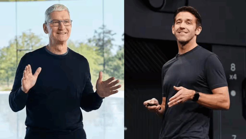 Apple CEO Tim Cook with senior vice president John Ternus