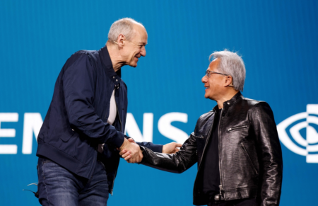 Siemens CEO Roland Busch and Nvidia CEO Jensen Huang