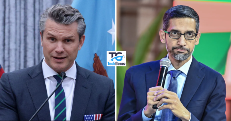 Google Grants the U.S. Department of War Unrestricted Access to Its AI Technology Pete Hegseth of DOW and Sundar Pichai of CEO of Google